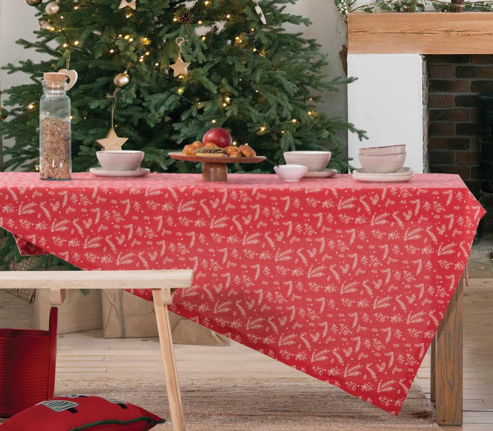 034318-1 Χριστουγεννιάτικο Τραπεζομάντηλο 140×240 Nef Nef Winter Mood Red - Image 1