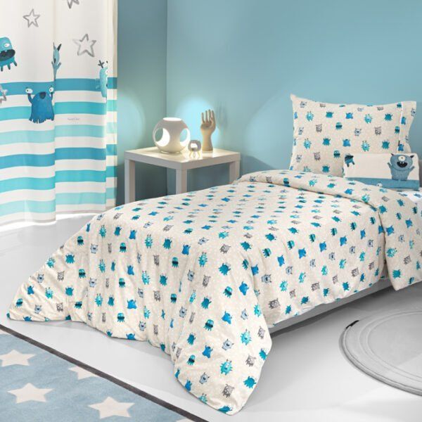 Σετ Παπλωματοθήκη Ημίδιπλη 165×225 Saint Clair Monsters Blue