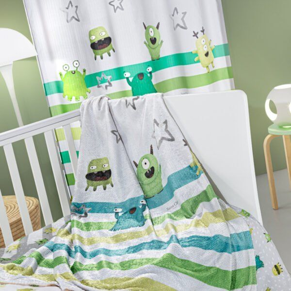 Κουβέρτα Fleece Κούνιας 110×140 Saint Clair Monsters Lime