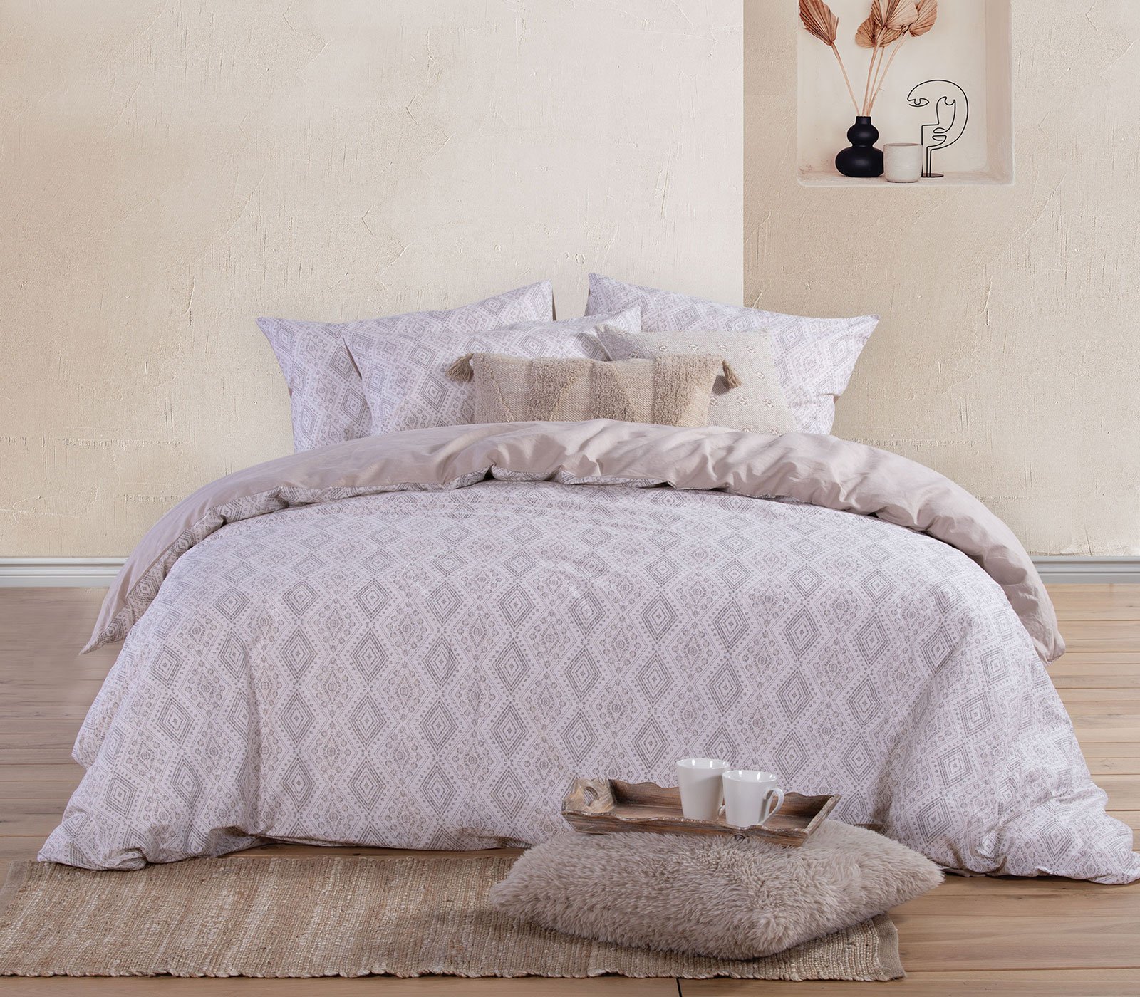 5205495568249 Σετ Παπλωματοθήκη Μονή 170×240 Nef Nef Shreder Ecru - Image 1