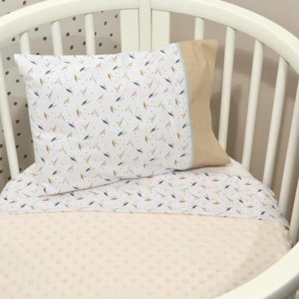 Minky Κουβέρτα Κούνιας Διπλής Όψης Μπεζ 100x150cm Design 404 Oliver Baby