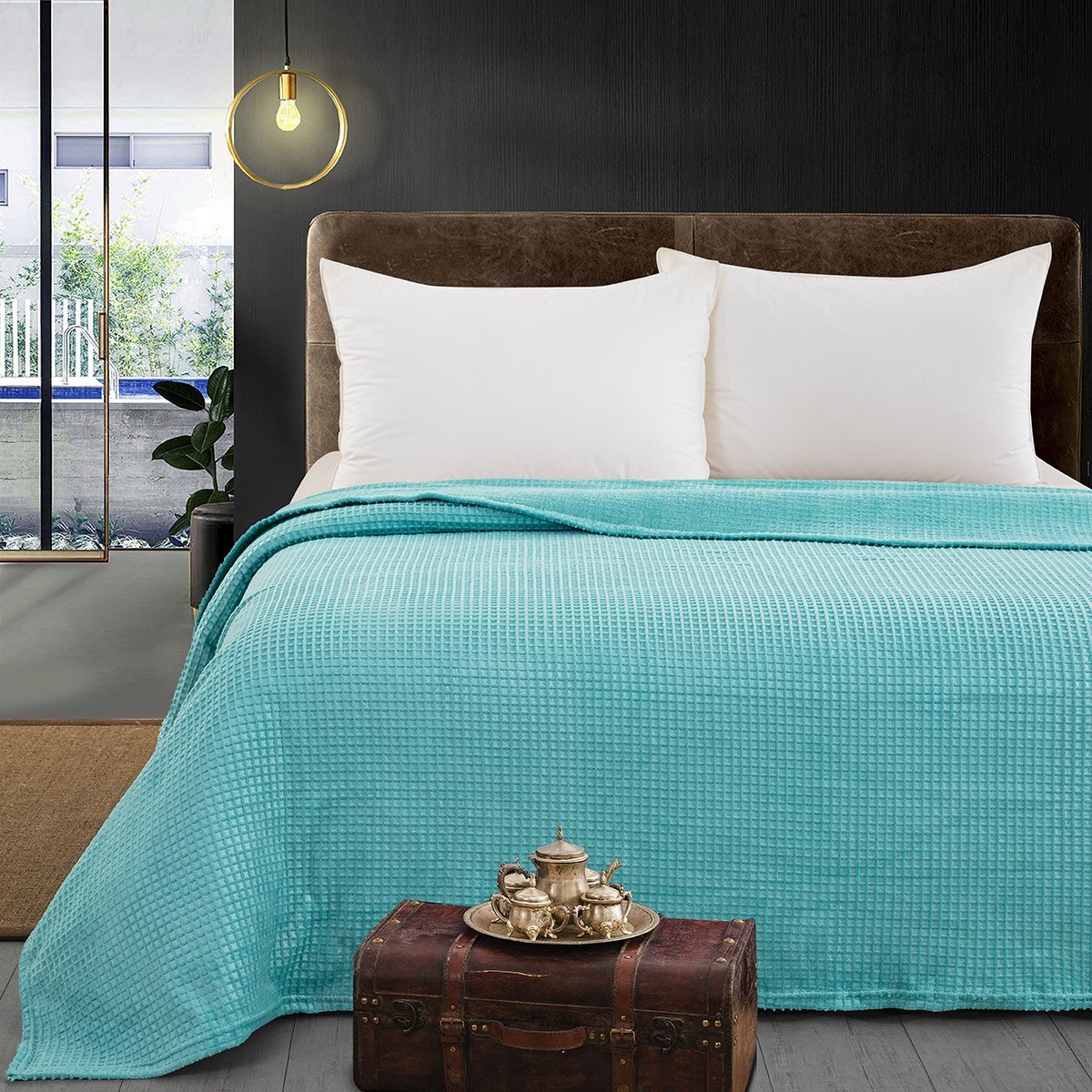 11554 Κουβέρτα μονόχρωμη μονή Fleece Art 11554 160x220 Τυρκουαζ Beauty Home - Image 1