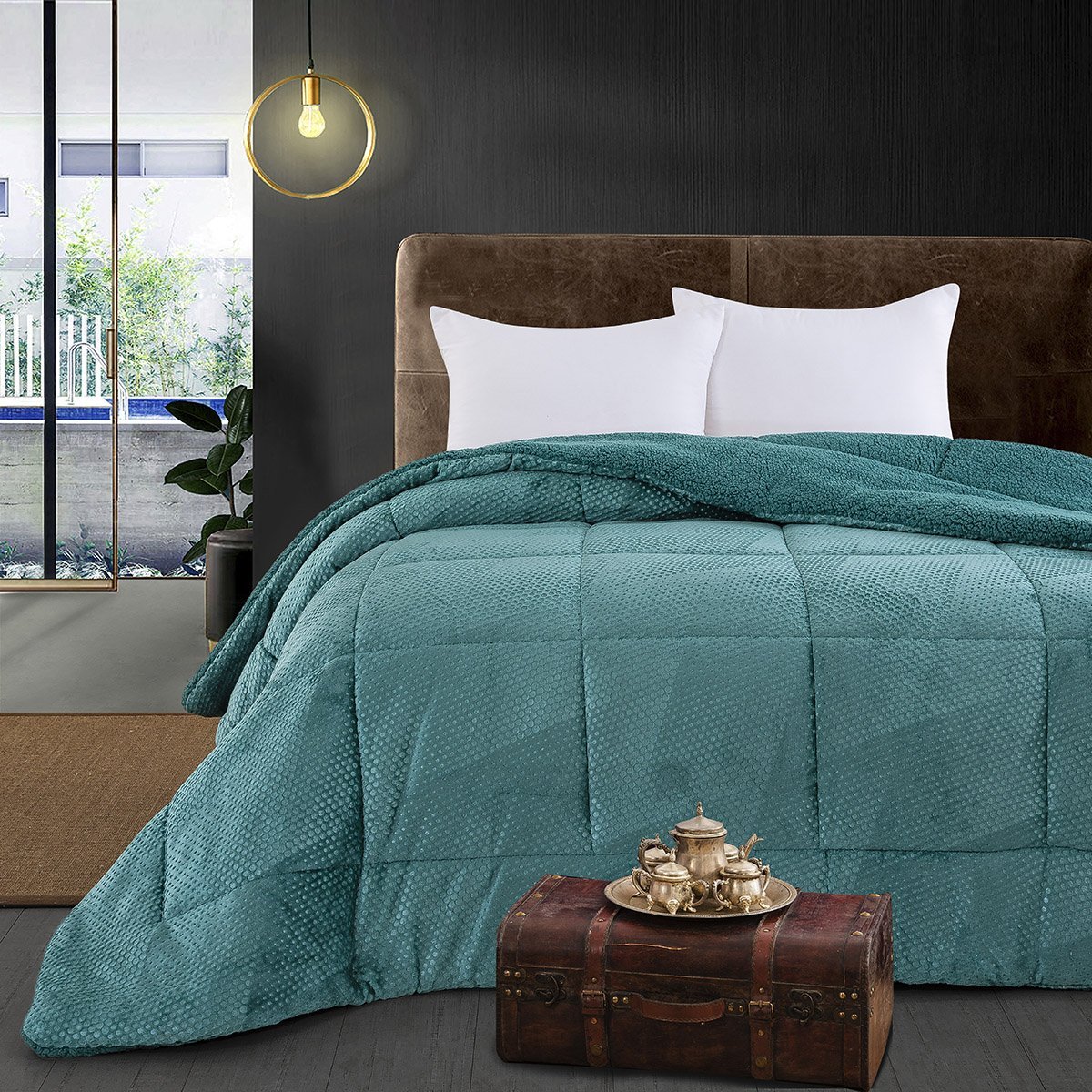 11560 Κουβερτοπάπλωμα υπέρδιπλο Art 11560 220x240 Πετρόλ Beauty Home - Image 1