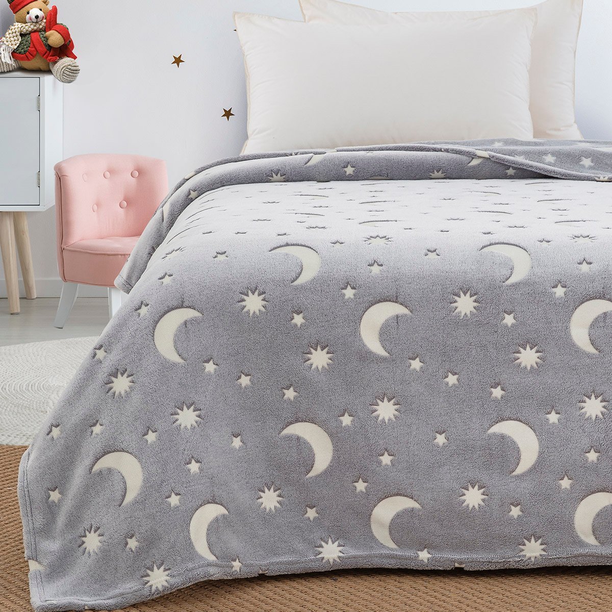 6258 Κουβέρτα μονή φωσφορίζουσα Art 6258 160x220 Γκρι Beauty Home - Image 1