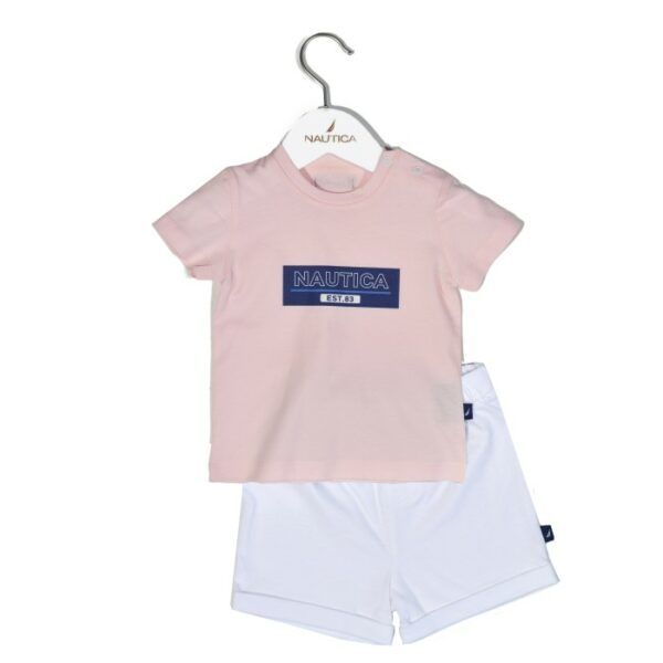 Design 12 Σετ T-Shirt & Shorts Jersey Pink/White 68cm 3-6 μηνών