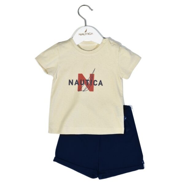 Design 14 Σετ T-Shirt & Shorts Jersey Beige/Navy 68cm 3-6 μηνών