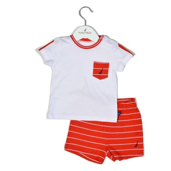 Σετ T-Shirt & Shorts Jersey Organic Design 16 Κόκκινο Ριγέ 68cm 3-6 μηνών
