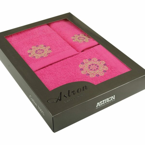 Πετσέτες σετ 3τμχ σε Κουτί Fuchsia Astron Italy