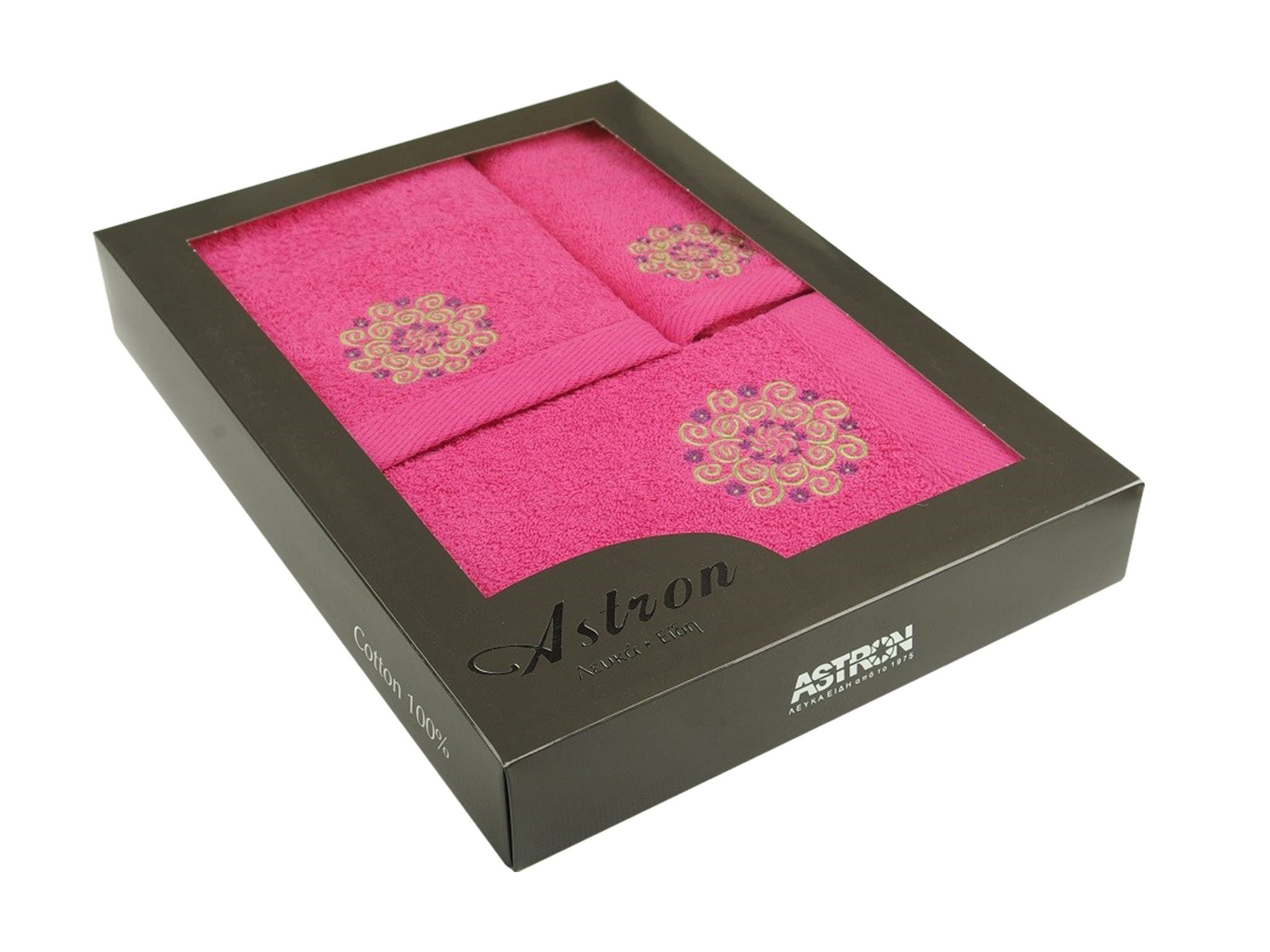 set-petsetes-scaled Πετσέτες σετ 3τμχ σε Κουτί Fuchsia Astron Italy - Image 1
