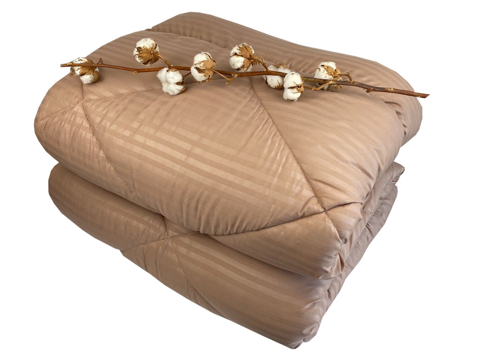 Καφε-Β Πάπλωμα Σατέν Ριγέ Μονό 160x240 Cigar Astron Italy - Image 1