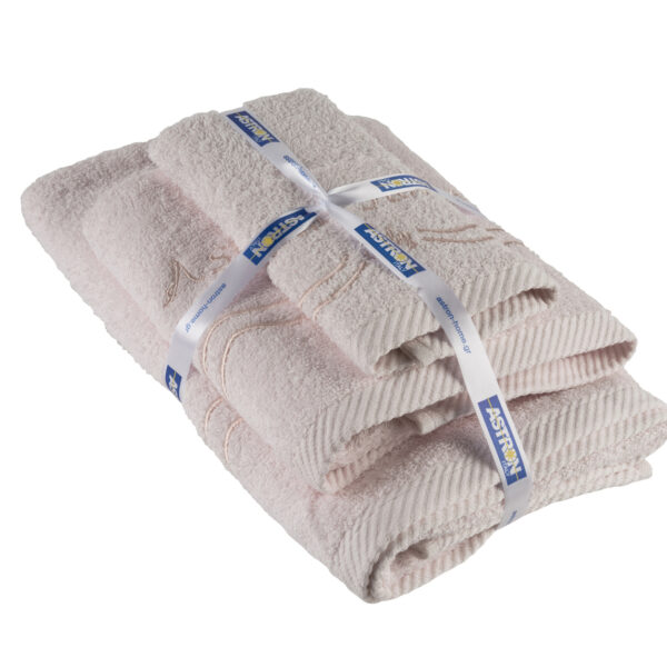 Πετσέτες σετ 3τμχ Ecru Design 1 Astron Italy