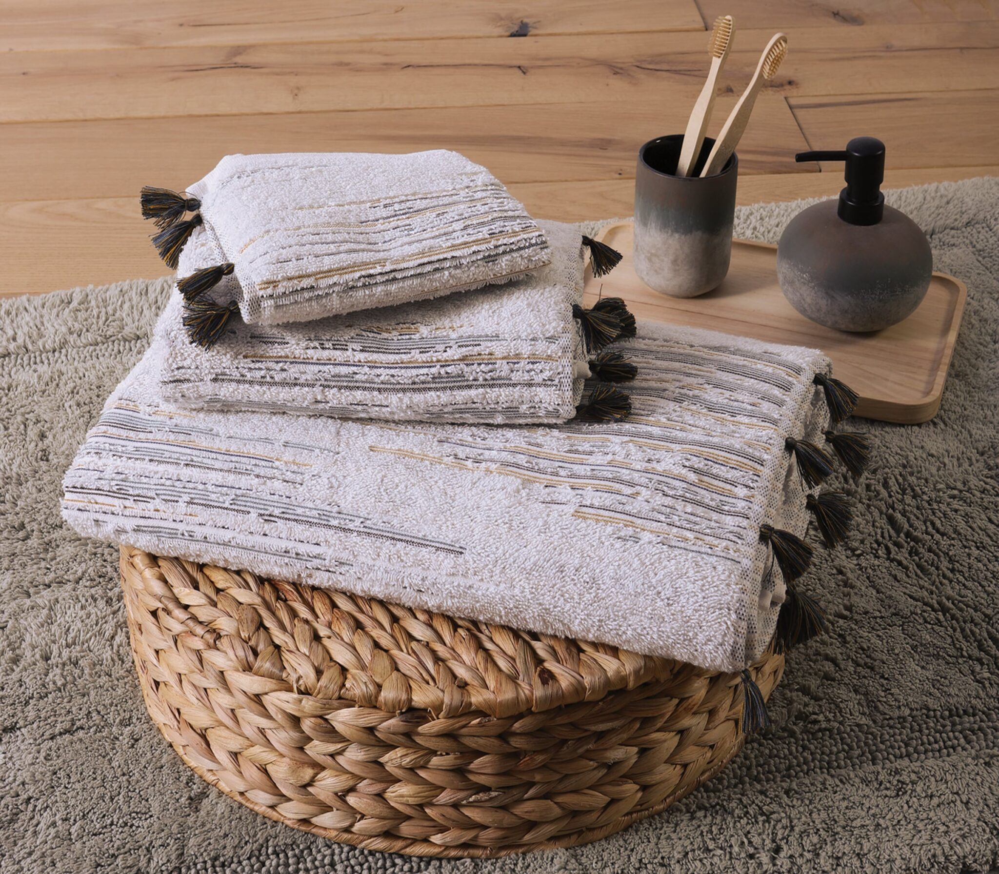 035265-4-scaled Πετσέτα Μπάνιου 70×150 Nef Nef Halfway Ecru-Green - Image 1