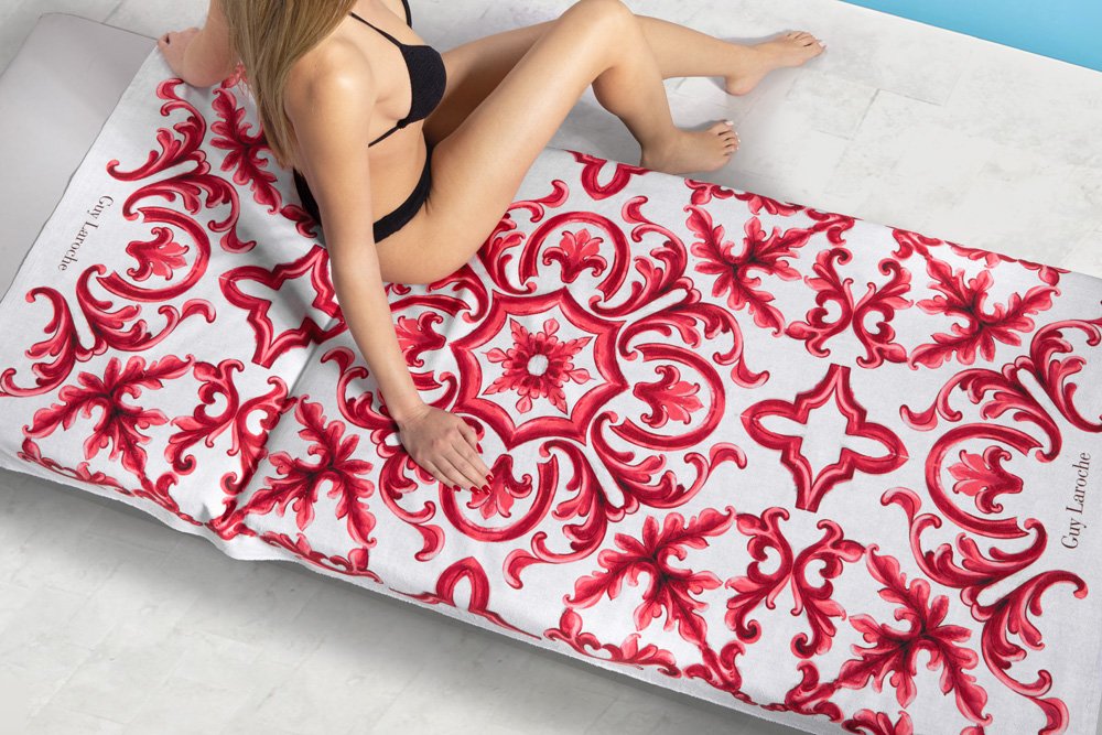 1130030124001 Πετσέτα Θαλάσσης 100×175 Guy Laroche Velour Printed 2402 02 - Image 1