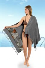 Πετσέτα Θαλάσσης 90×170 Guy Laroche Pestemal 22 Anthracite