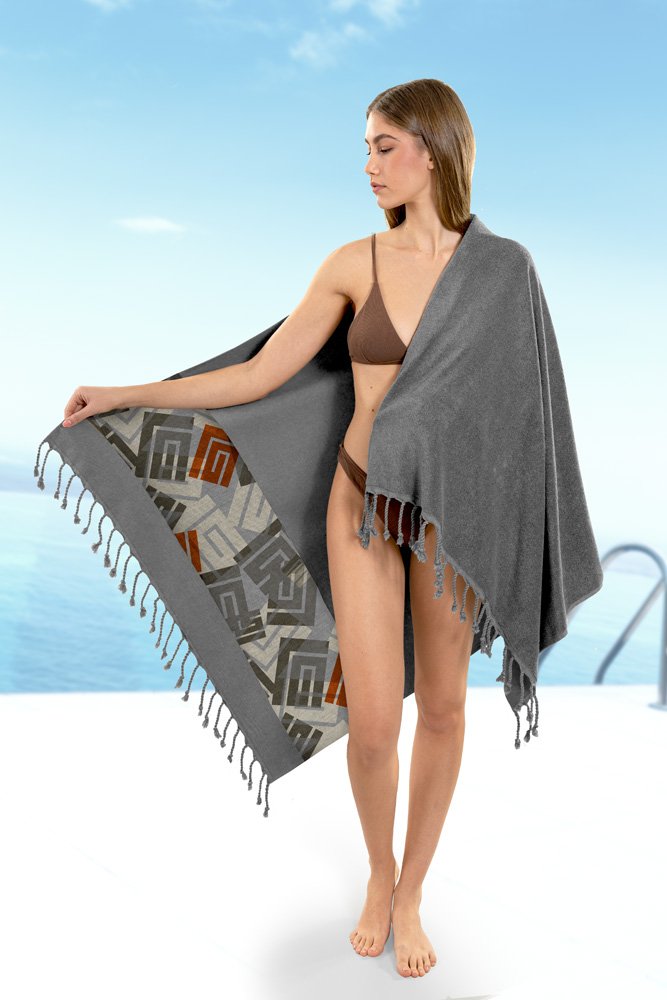 1130030124030 Πετσέτα Θαλάσσης 90×170 Guy Laroche Pestemal 22 Anthracite - Image 1