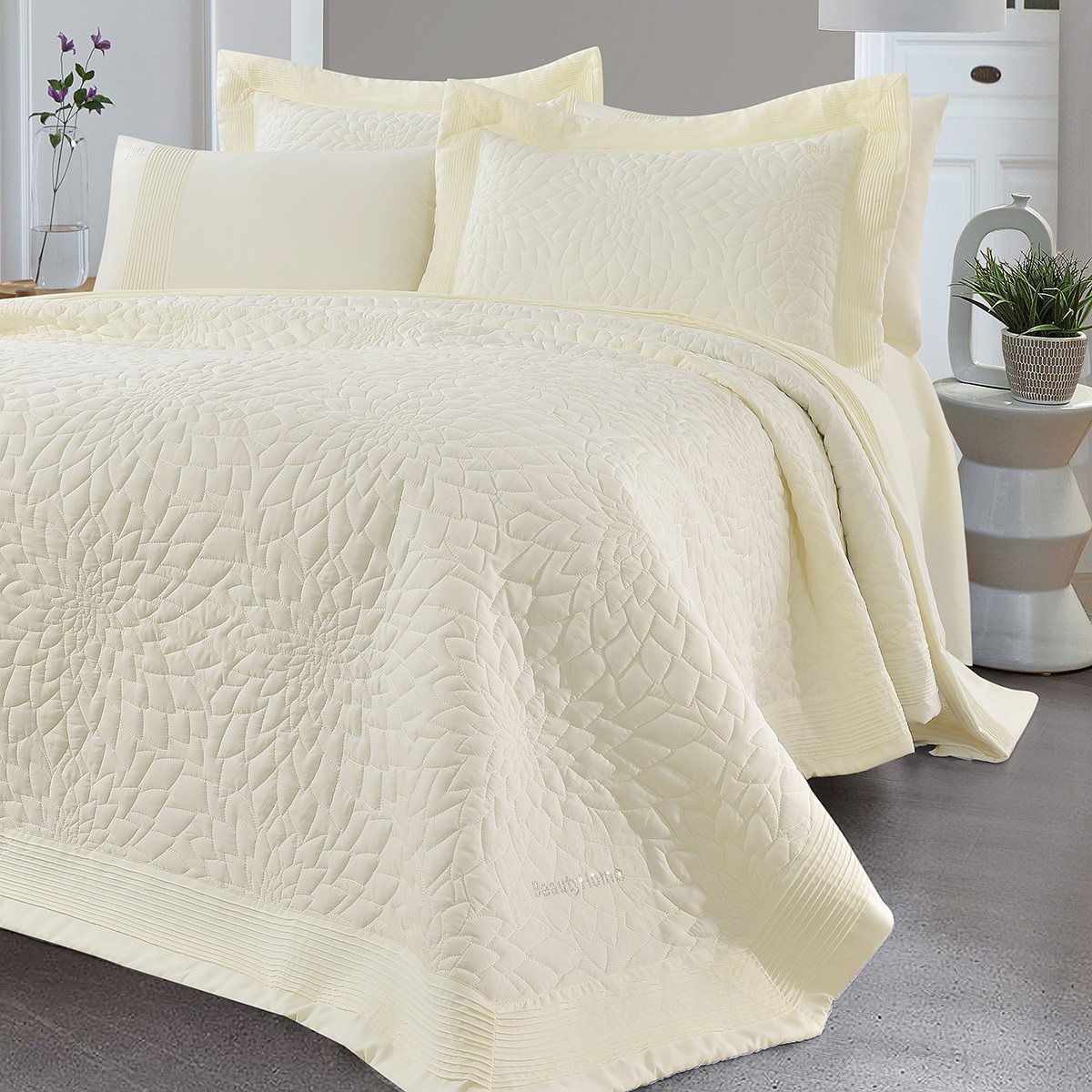 12506_ecru Σετ κουβερλί υπέρδιπλο Muse Art 12506 230x250 Εκρού Beauty Home - Image 1