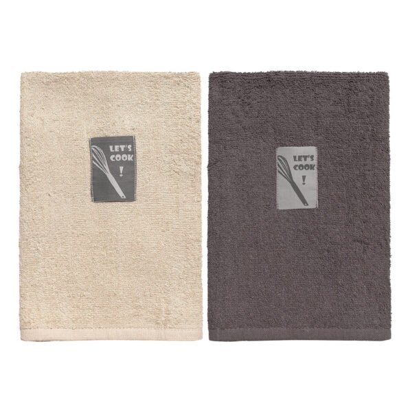 Ποτηρόπανα σετ 2τμχ Art 8291 40x60 Μπεζ,Ανθρακί   Beauty Home