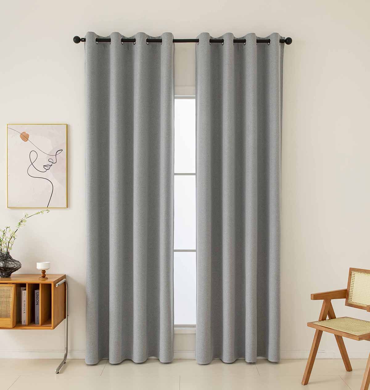 8446-Grey Κουρτίνα Full Blackout σκίασης με 8 κρίκους Total Art 8446 140x270 Γκρι Beauty Home - Image 1