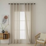 Κουρτίνα γάζα μονόχρωμη με 8 μεταλλικούς κρίκους Fit Art 8447 140x270 Άμμου   Beauty Home - Image 7