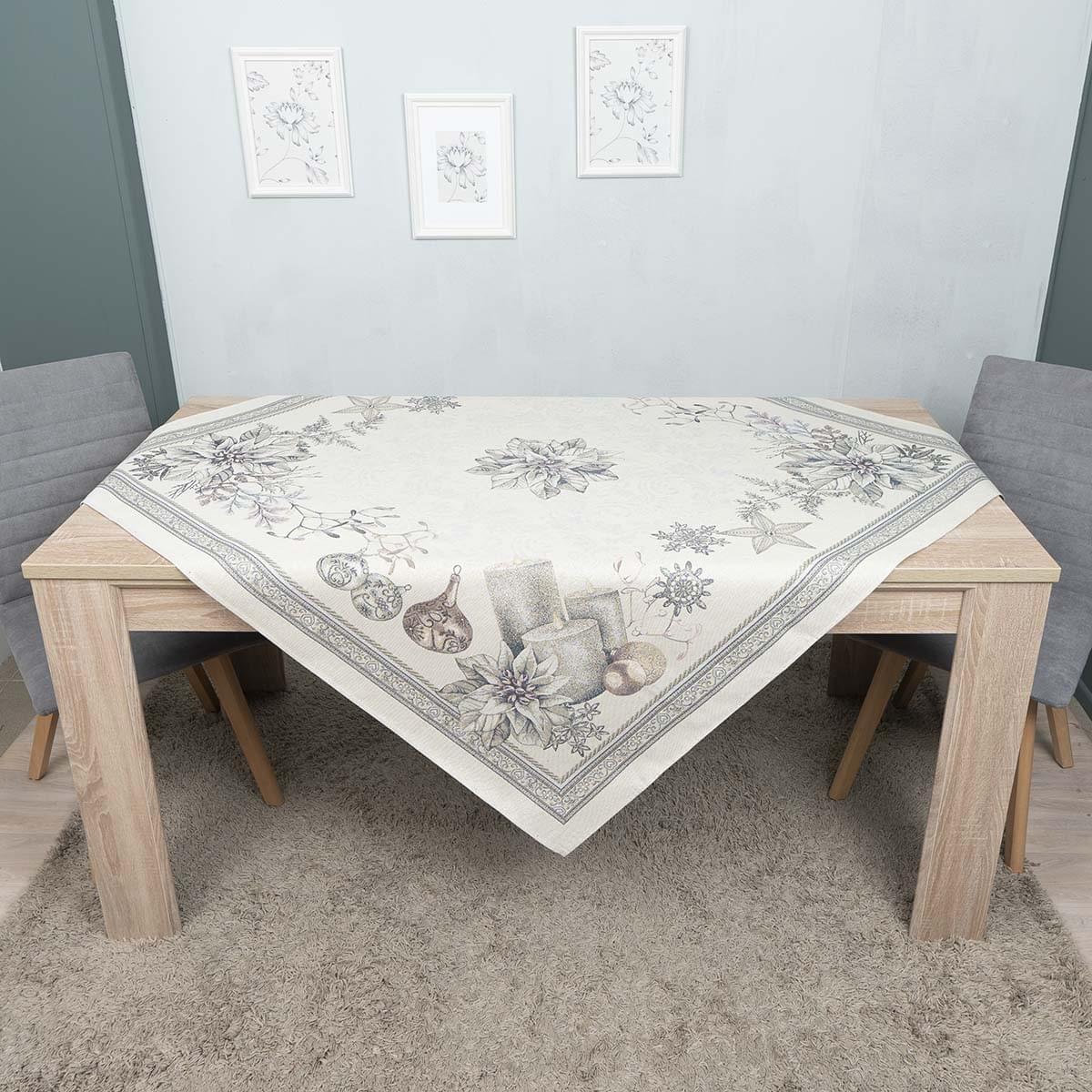 Document-Nameb_5 Χριστουγεννιάτικο Τραπεζοκαρέ 140X140 Cotone Silver - Image 1