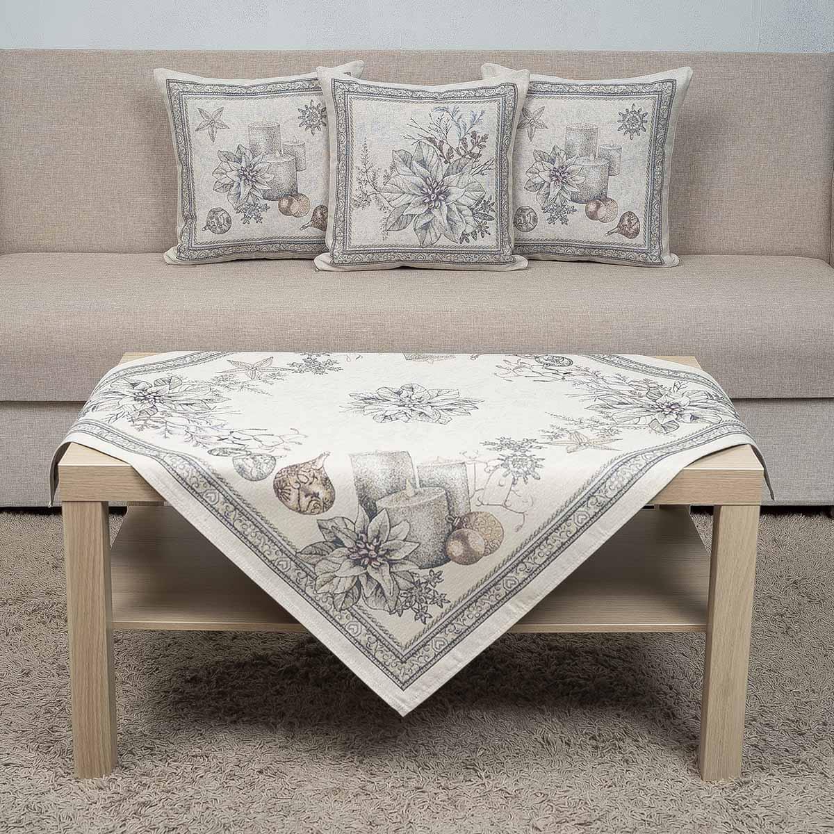 FIJ3238 Χριστουγεννιάτικο Καρέ 90X90 Cotone Silver - Image 1