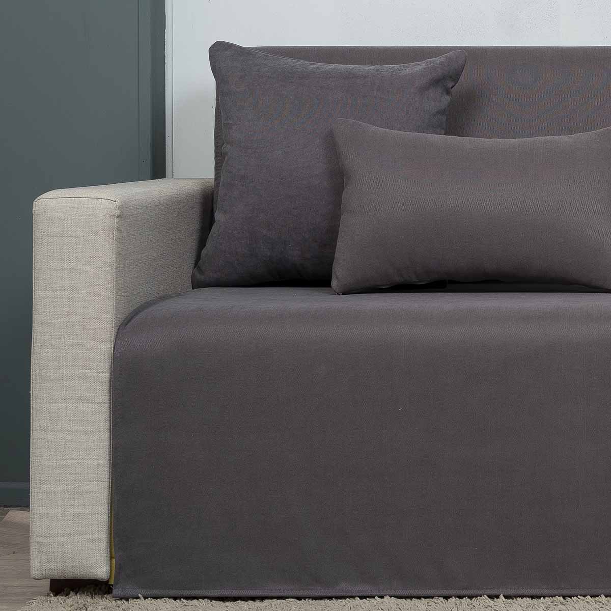 Ριχτάρι-Cozy-Ανθρακί6 Ριχτάρι τετραθέσιου (180X340) Cotone Cozy Γκρι σκούρο - Image 1