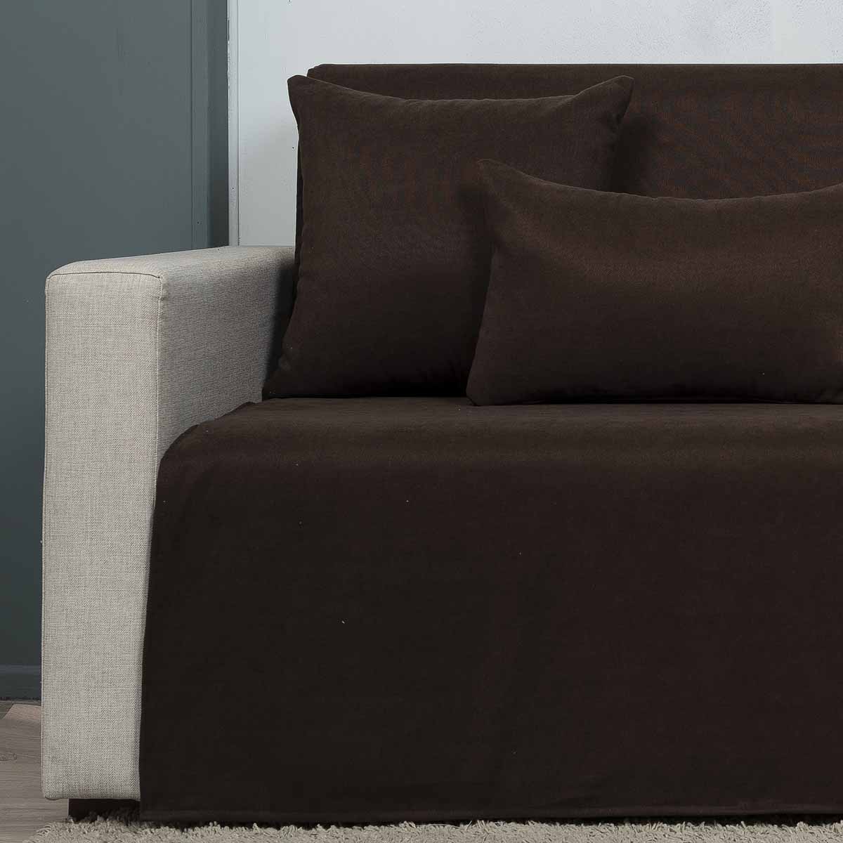 Ριχτάρι-Cozy-Καφέ10 Ριχτάρι πολυθρόνας (180X170) Cotone Cozy Καφέ - Image 1