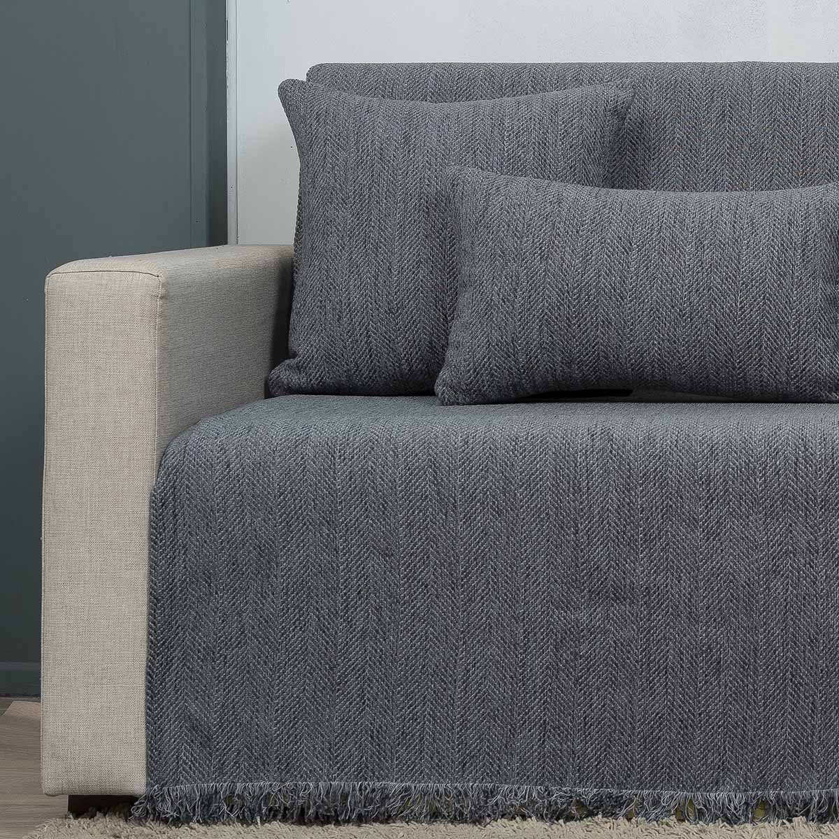 Ριχτάρι-Vivian-Γκρι-Πετρόλ32 Ριχτάρι πολυθρόνας (175X170) Cotone Vivian Γκρι πετρόλ - Image 1