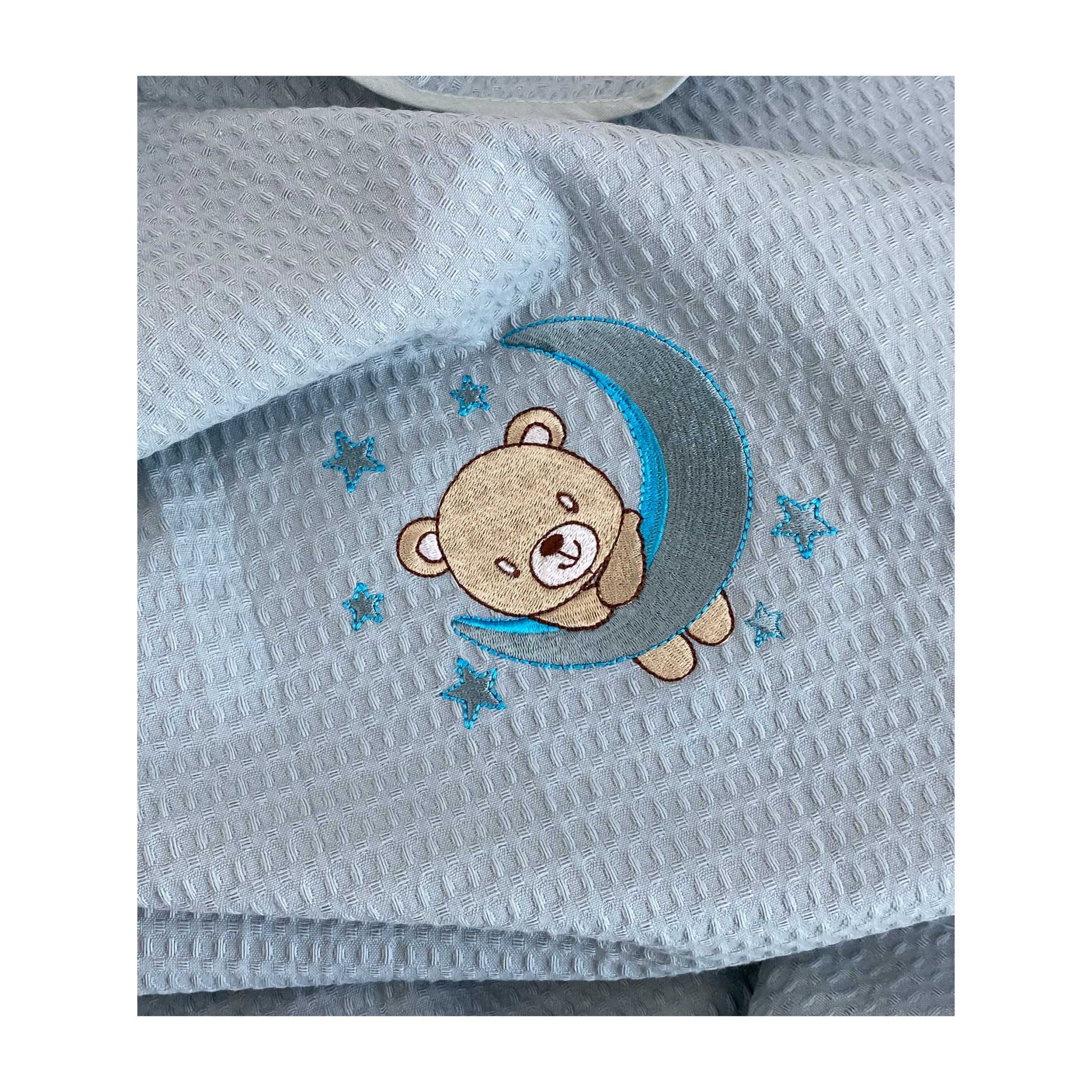 8622-12698 Κουβέρτα Πικέ Αγκαλιάς & Λίκνου 80 Χ 110 Petrol Astron Italy - Image 1