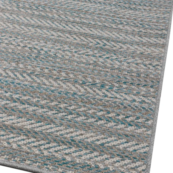 Ψάθινο χαλί Breeze 187/13 Γκρι Μπέζ Πετρόλ Ρίγες -  ΡΟΤΟΝΤΑ  2x2 Colore Colori