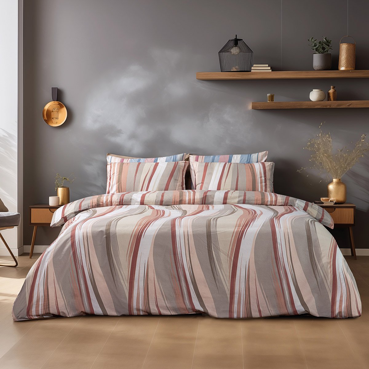 12086 Σετ σεντόνια King size Lily Art 12086 270x260 Μπεζ,Κεραμιδί Beauty Home - Image 1