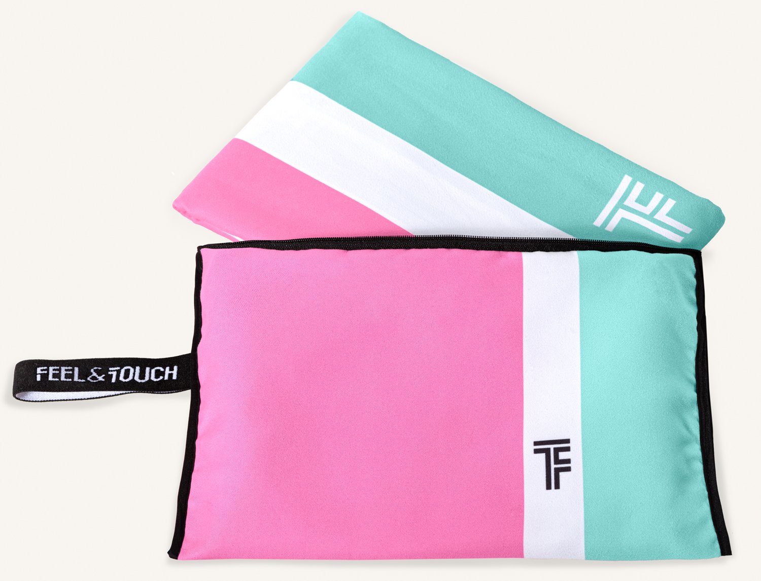 1830086124013 Σετ Πετσέτα Θαλάσσης & Νεσεσέρ 85×170 Med 06 Feel And Touch Microfiber - Image 1