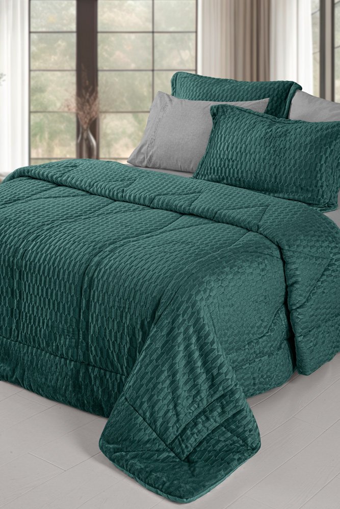 1111086224058 Κουβερτοπάπλωμα Υπέρδιπλο 220×240 Guy Laroche Gali Emerald - Image 1