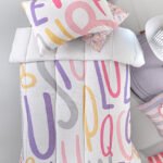 Παπλωματοθήκη Μονή 165×225 Guy Laroche Letters Pink Suede Kids