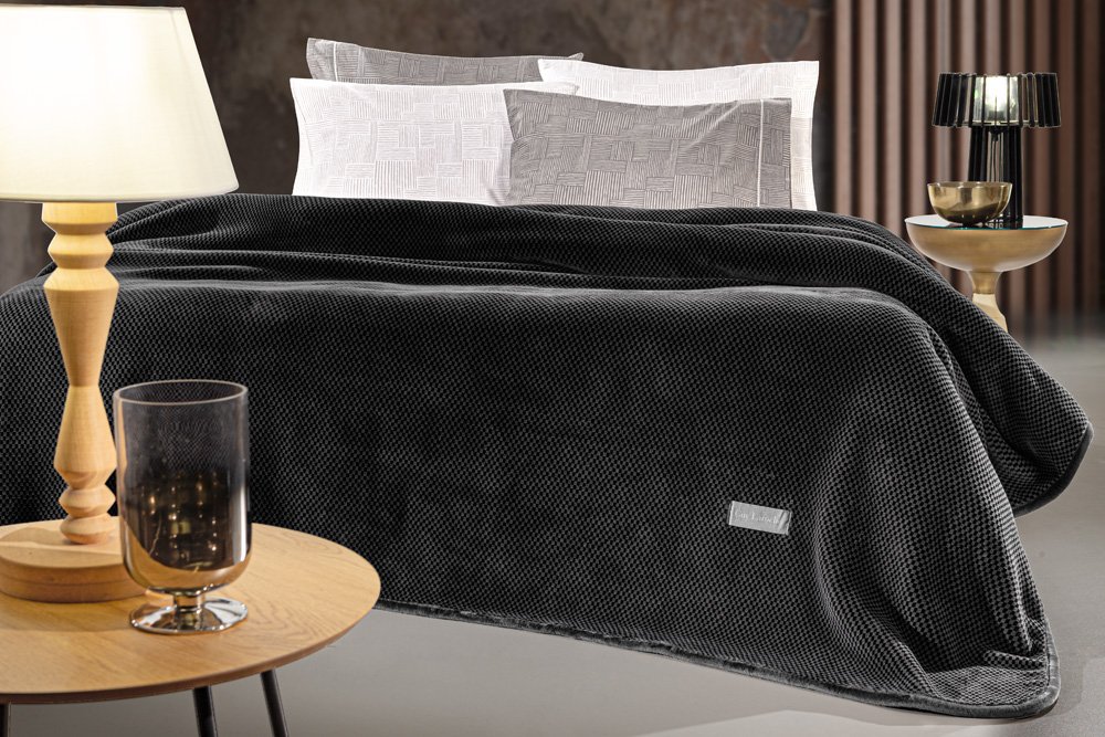 1113086224004 Κουβέρτα Βελουτέ Μονή 160×220 Guy Laroche Cheval Anthracite - Image 1