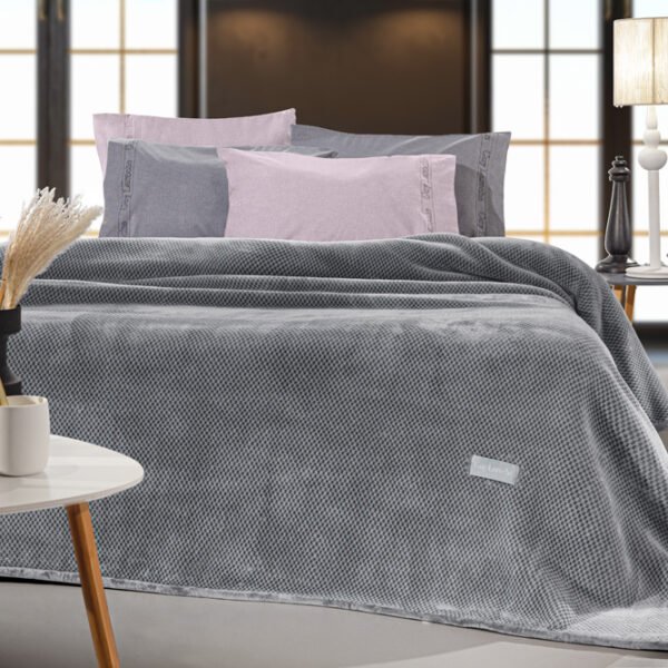 Κουβέρτα Βελουτέ Υπέρδιπλη 220×240 Guy Laroche Cheval Silver