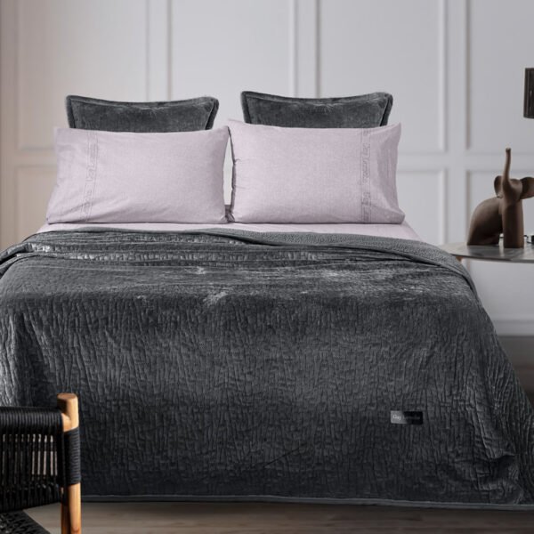 Σετ Κουβέρτα Καπιτονέ Μονή 160×220 & Μαξιλαροθήκη 48×48 Guy Laroche Bolzano Anthracite