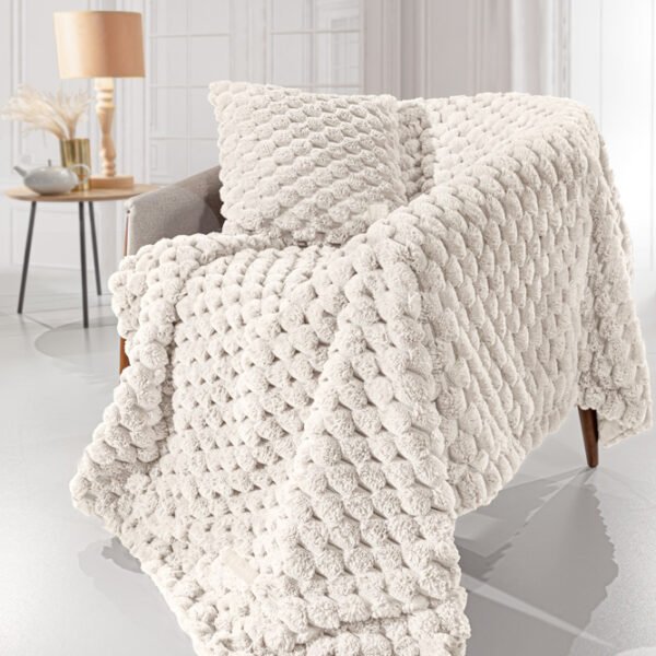 Σετ Ριχτάρι Γούνινο 120×160 & Μαξιλαροθήκη 42×42 Διακόσμησης Guy Laroche Elixir Ivory