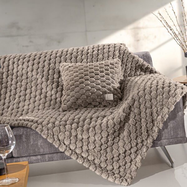 Σετ Ριχτάρι Γούνινο 120×160 & Μαξιλαροθήκη 42×42 Διακόσμησης Guy Laroche Elixir Taupe