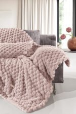 Σετ Ριχτάρι Γούνινο 120×160 & Μαξιλαροθήκη 42×42 Διακόσμησης Guy Laroche Elixir Old Pink - Image 2