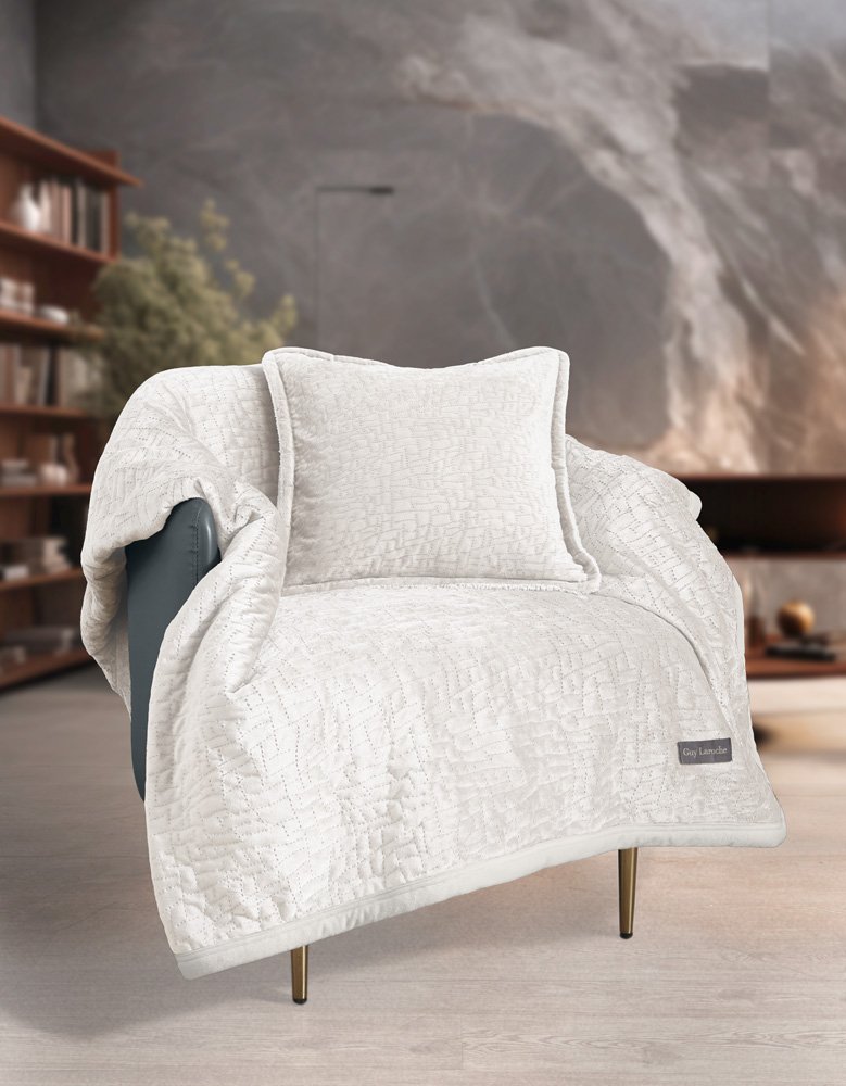 1133086224005 Σετ Ριχτάρι Καπιτονέ 130×170 & Μαξιλαροθήκη 40×40 Διακόσμησης Guy Laroche Bolzano Ivory - Image 1