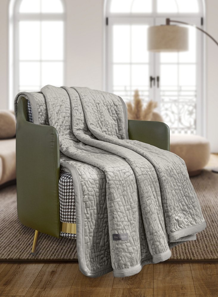 1133086224008 Σετ Ριχτάρι Καπιτονέ 130×170 & Μαξιλαροθήκη 40×40 Διακόσμησης Guy Laroche Bolzano Vison - Image 1