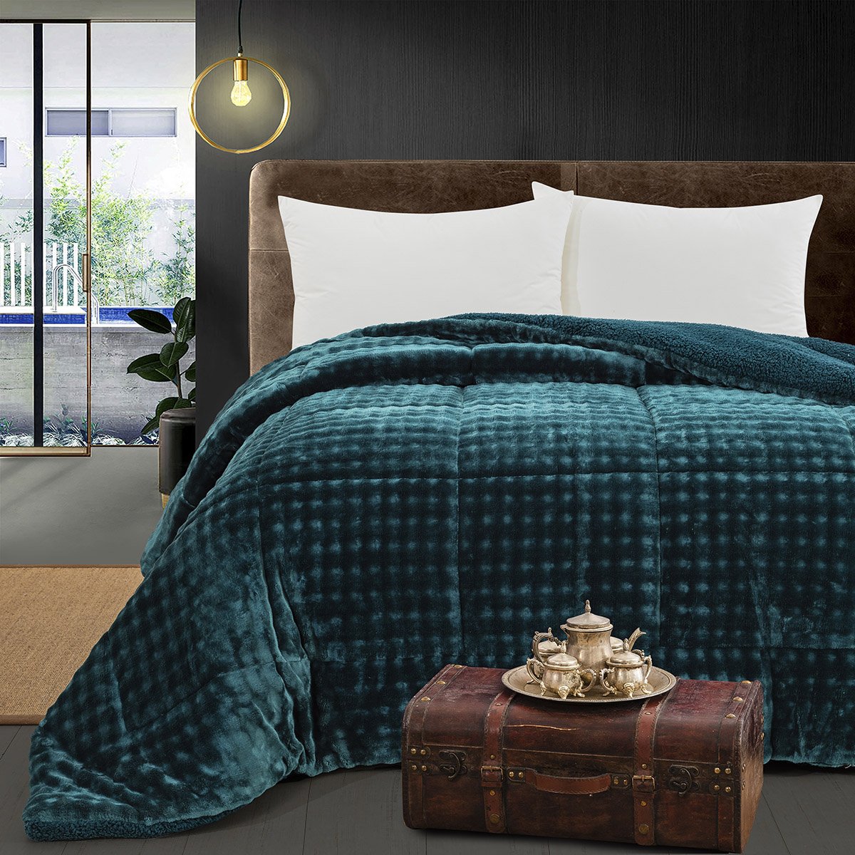 12514 Κουβερτοπάπλωμα υπέρδιπλο Art 12514 220x240 Πετρόλ Beauty Home - Image 1