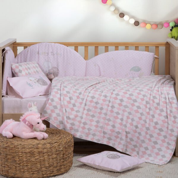 Κουβέρτα Fleece Κούνιας 110×150 Nef Nef Sweet Rhombus Pink