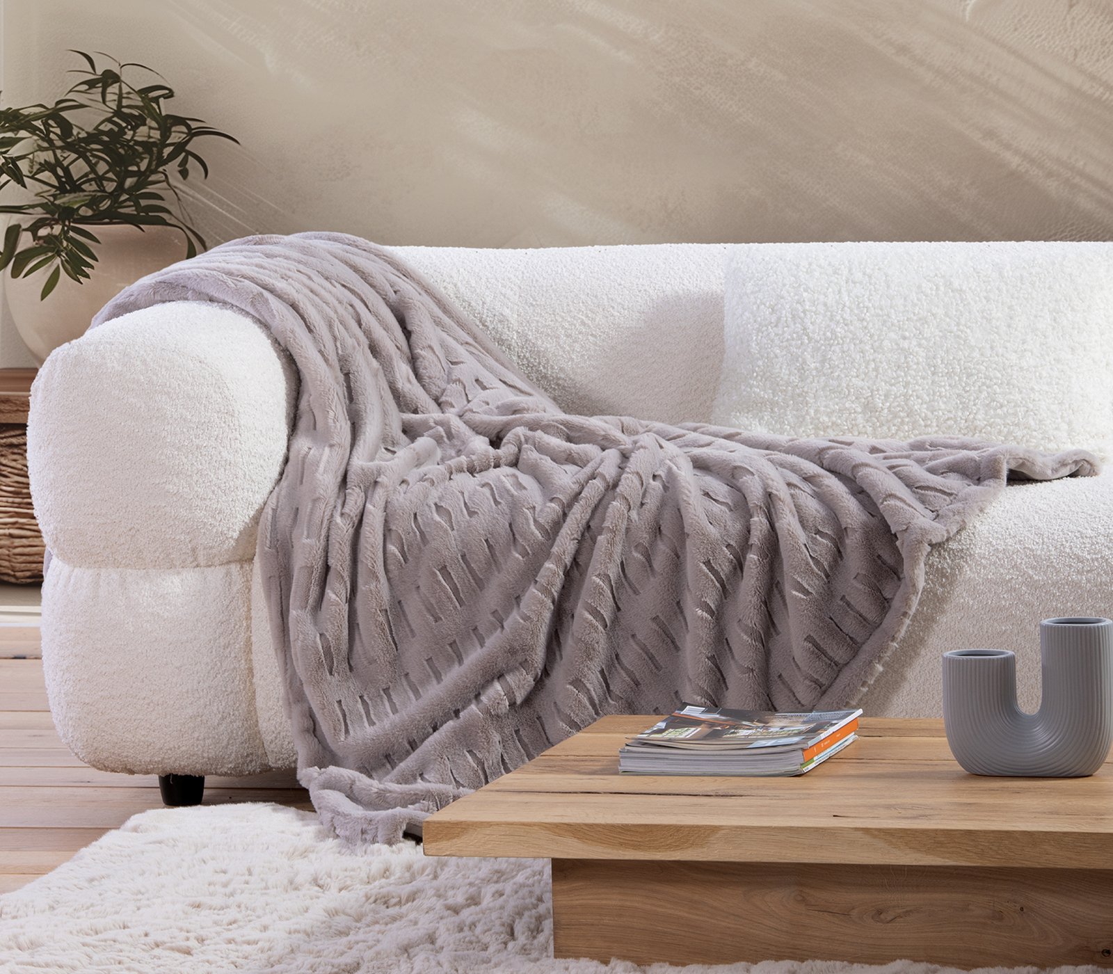 5205495590431 Διακοσμητικό Ριχτάρι/Κουβέρτα Καναπέ 130×180 Nef Nef Vivo Greige - Image 1