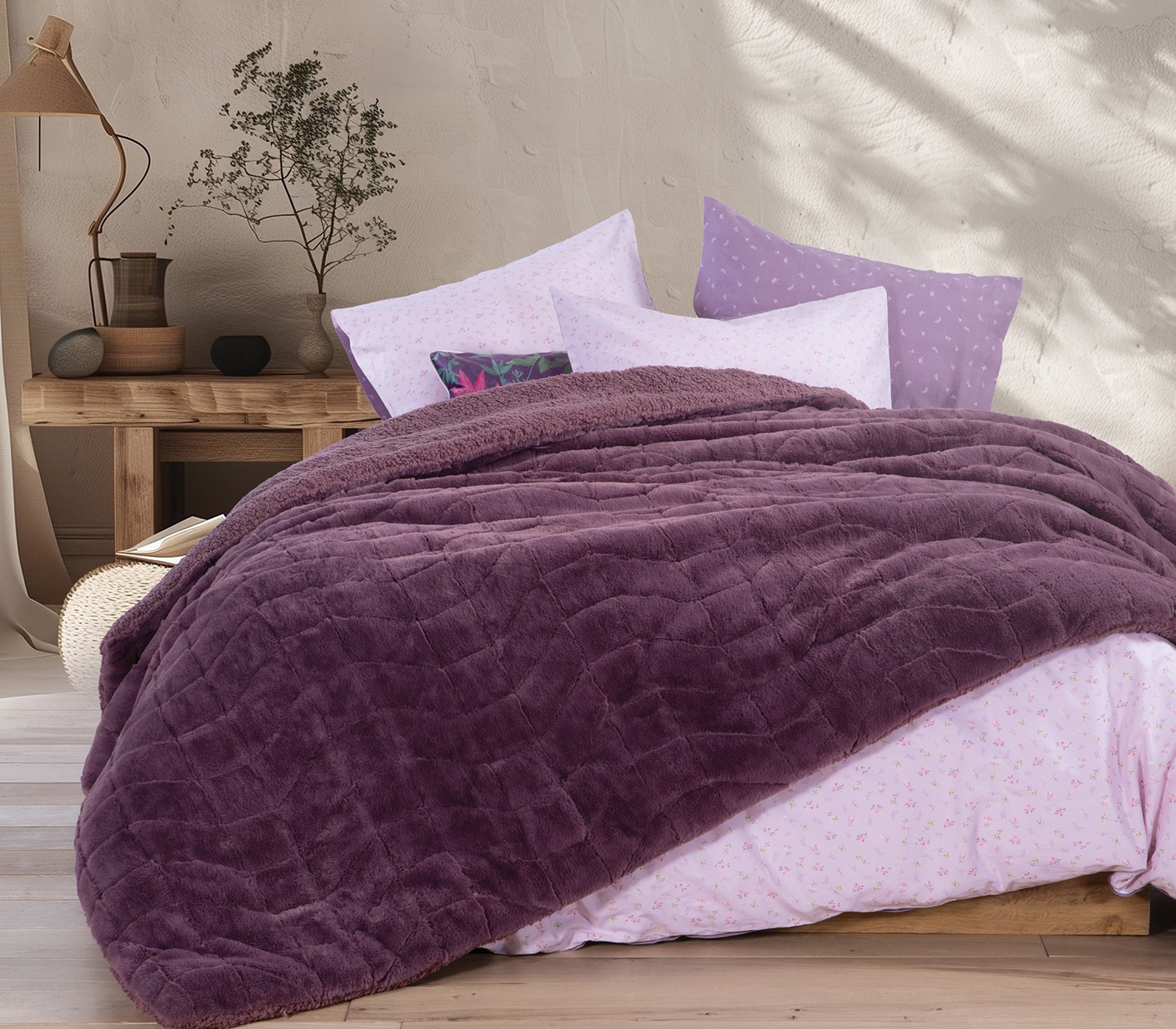 5205495593791 Κουβερτοπάπλωμα Υπέρδιπλο 220×240 Nef Nef District Mauve - Image 1