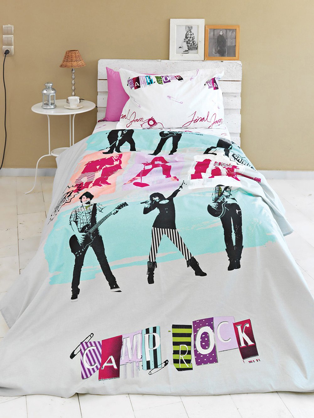 5205857029814 Σετ Παπλωματοθήκη Μονή Disney 170x250 CAMP ROCK Φούξια Palamaiki - Image 1