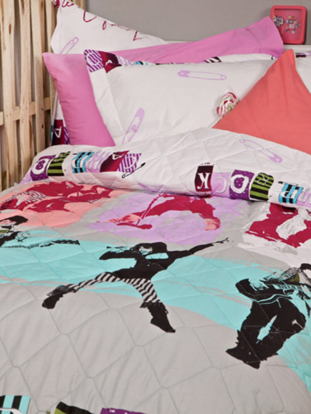 5205857029852 Σετ Πάπλωμα Μονό Disney 170x250 CAMP ROCK Φούξια Palamaiki - Image 1