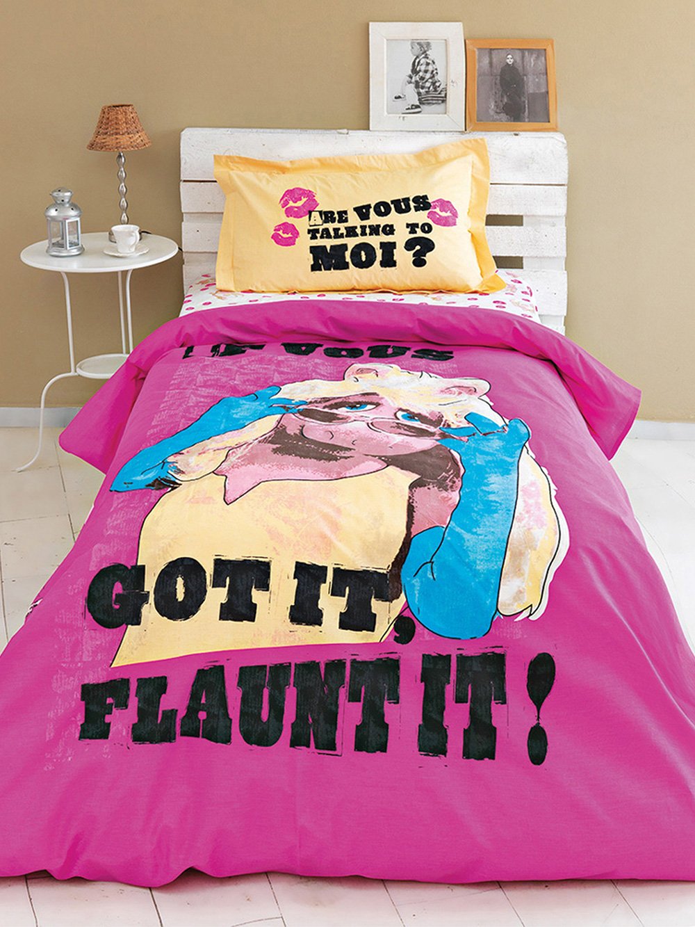 5205857032111 Σετ Παπλωματοθήκη Μονή Disney 170x250 MUPPETS Φούξια Palamaiki - Image 1