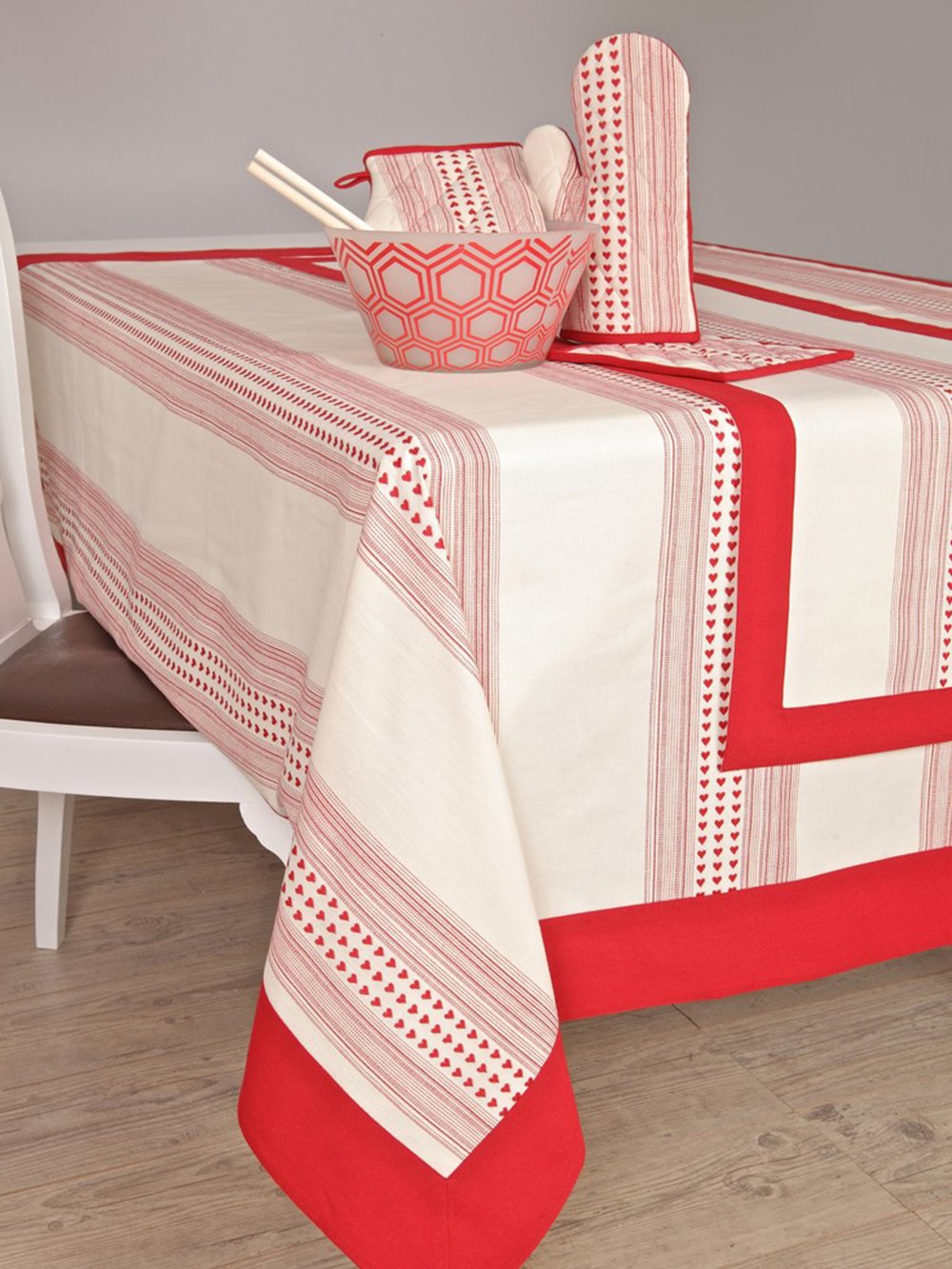 5205857043322 Σετ 4 Πετσέτες Φαγητού Festosi 45x50 KP-369 NATURAL/RUBY Εκρού Palamaiki - Image 1